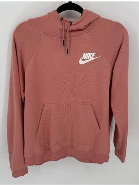 Nike Mauve Women's Mock Neck Pullover Hoodie With Pocket Size M